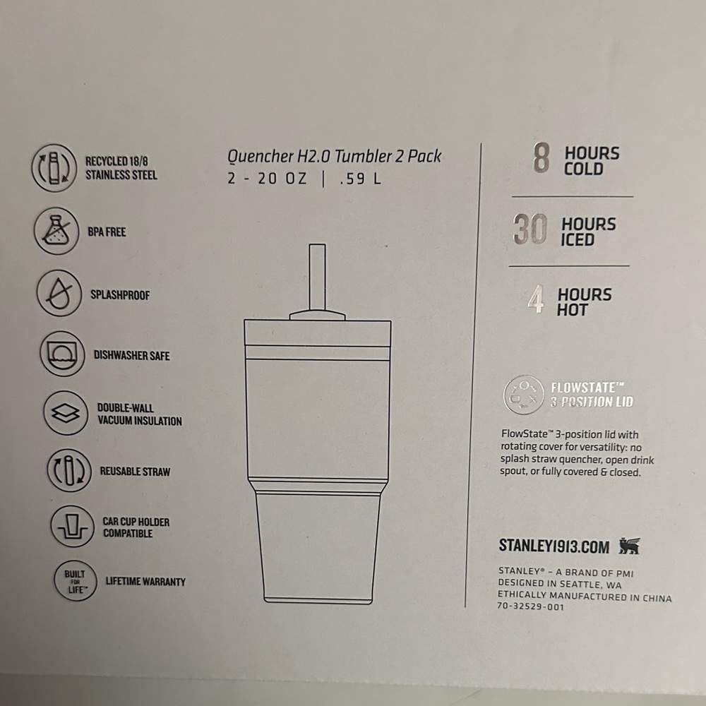 Stanley Quencher H2.0 Tumbler Set in Pink and White - Picture 3 of 3